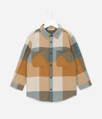 Camisa Infantil em Flanela com Estampa Xadrez - Tam 5 a 14 Anos