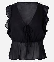 Blusa em Chiffon com Decote V e Babados - 1