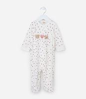 Macacão Infantil em Suedine com Estampa de Corações e Pézinho Fechado - Tam 0 a 18 meses - 1