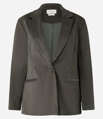 Blazer Oversized em Veludo com Botão Único