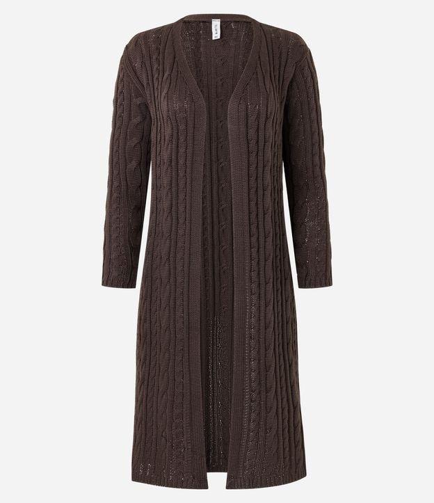 Casaco Alongado em Tricô com Textura Trançada - 1