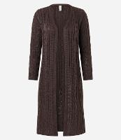 Casaco Alongado em Tricô com Textura Trançada - 1