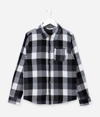 Camisa Infantil em Flanela com Estampa Xadrez - Tam - 5 a 14 Anos