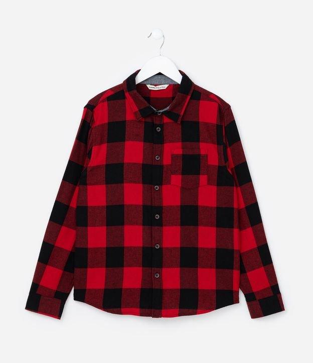 Camisa Infantil em Flanela com Estampa Xadrez - Tam 5 a 14 Anos - 1