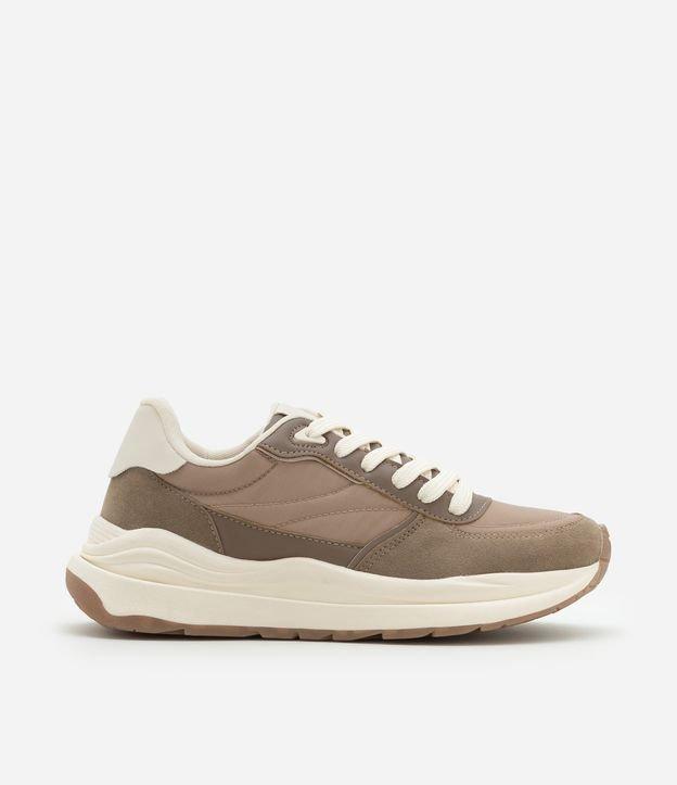 Tênis Jogging em PU com Cadarço e Recortes - 1