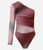 Body em Tule com Um Ombro Só e Estampa Abstrata - 1