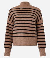 Suéter Slim em Tricô Leve Listrado com Gola Alta - 1