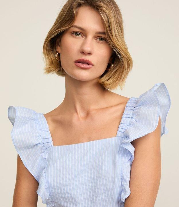 Blusa em Algodão Listrado com Fio Tinto e Babado na Cava - 2