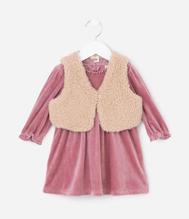 Vestido Infantil em Veludo com Colete - Tam 0 a 18 meses - 1