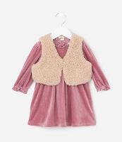 Vestido Infantil em Veludo com Colete - Tam 0 a 18 meses - 1