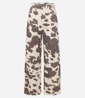 Calça Wide Leg em Sarja com Estampa de Vaquinha - 1