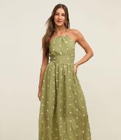 Vestido Frente Única Evasê Longo em Liocel com Bordado Floral - 2