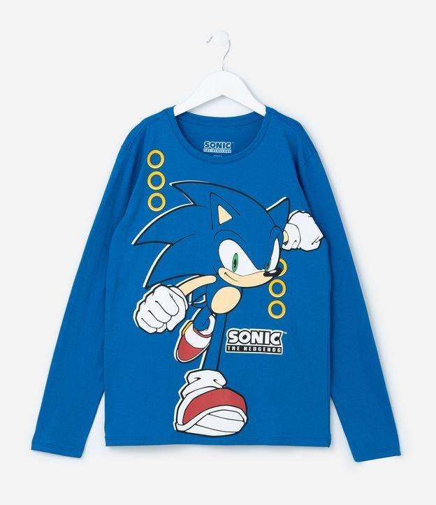 Camiseta Comfort Infantil com Estampa Sonic- Tam 5 a 14 Anos - 1