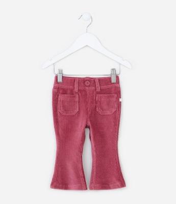 Calça Flare Infantil em Veludo com Bolsinhos - Tam 0 a 18 meses