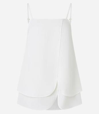 Blusa de Alça em Crepe com Decote Reto e Transpasse Duplo