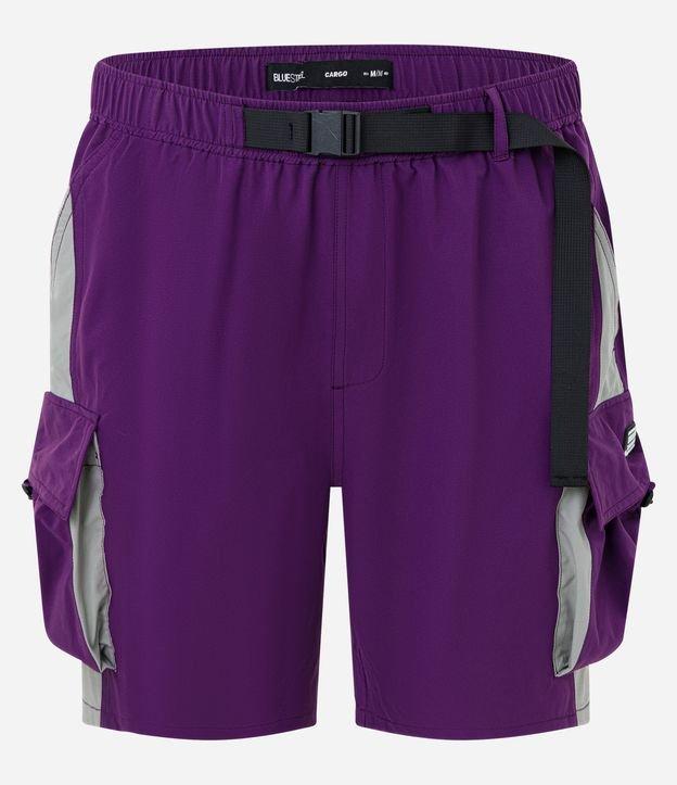 Bermuda Baggy com Cós Elástico Cinto Ajustável e Bolso Cargo - 1