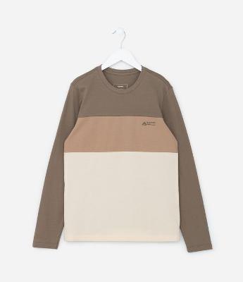 Camiseta Infantil em Malha Piquet com Blocos de Cores - Tam 5 a 10 anos