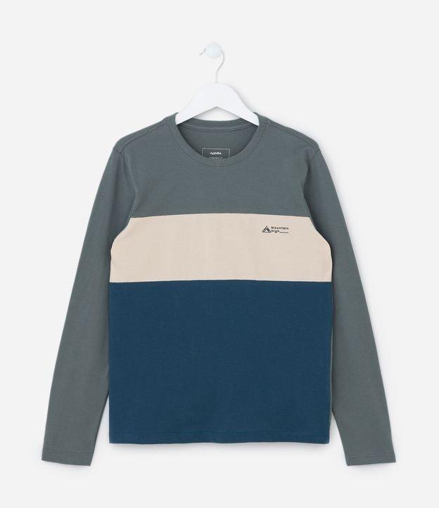 Camiseta Infantil em Malha Piquet com Blocos de Cores - Tam 5 a 10 anos - 1