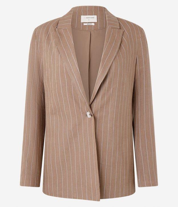 Blazer Longo em Viscolinho Listrado com Riscas de Giz - 1