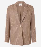 Blazer Longo em Viscolinho Listrado com Riscas de Giz - 1