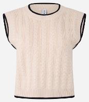 Colete Curto em Tricô com Textura e Cava Contrastante - 1