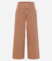 Calça Pantacourt em Sarja com Cintura Alta e Bolsos Frontais - 1