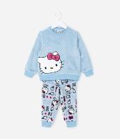 Pijama Infantil em Fleece com Bordado Hello Kitty com Laço - Tam 2 a 14 Anos - 1