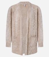 Cardigan Alongado em Chenille Canelado com Bolsos Frontais - 1