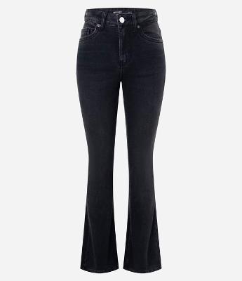 Calça Bootcut Jeans com Elastano e Bolso Relógio