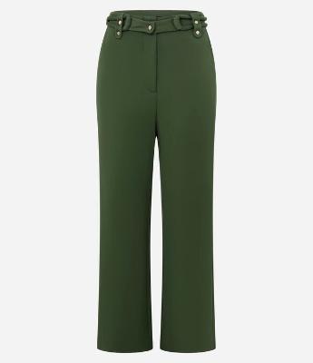 Calça Reta Cintura Alta em Ponto Roma com Cinto Corda