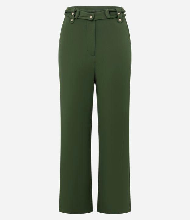 Calça Reta Cintura Alta em Ponto Roma com Cinto Corda - 1