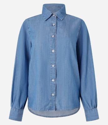 Camisa Jeans Liocel com Franzidos nos Punhos