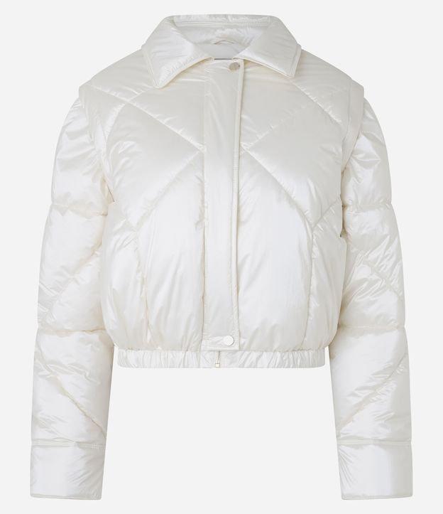Jaqueta Puffer em PU com Textura Matelassê e Manga Removível - 1