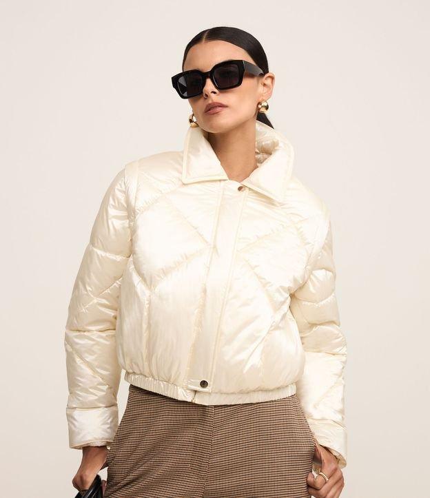 Jaqueta Puffer em PU com Textura Matelassê e Manga Removível - 2