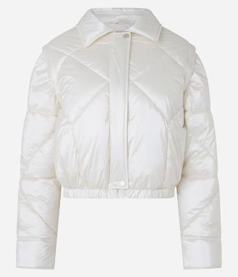 Jaqueta Puffer em PU com Textura Matelassê e Manga Removível