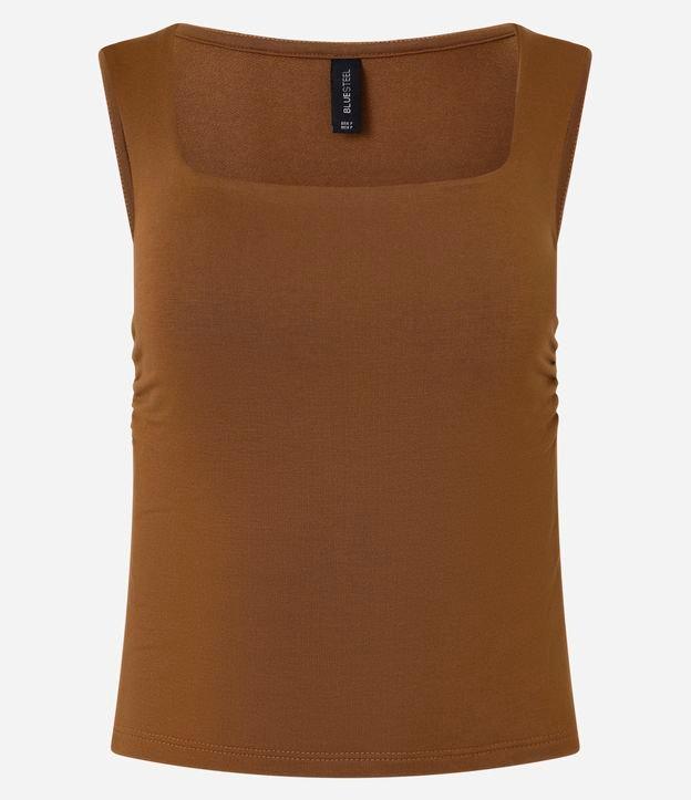 Blusa em Moletinho com Decote Quadrado e Franzido Lateral - 1