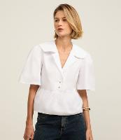 Blusa em Tricoline com Gola Marinheiro e Peplum - 1