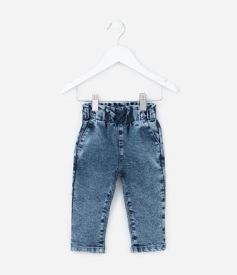 Calça Infantil em Jeans com Elástico na Cintura - Tam 3 a 18 meses