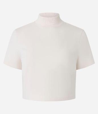 Blusa T-Shirt Cropped em Algodão Peruano com Gola Altinha