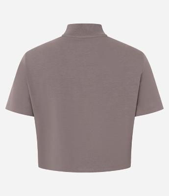 Blusa T-Shirt Cropped em Algodão Peruano com Gola Altinha