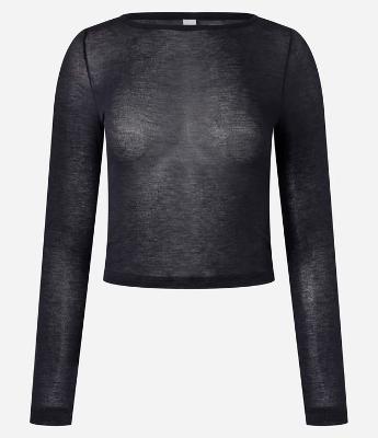 Blusa em Ribana com Decote Redondo e Manga Longa