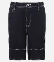 Bermuda Cargo Baggy em Sarja com Pesponto Contrastante - 1