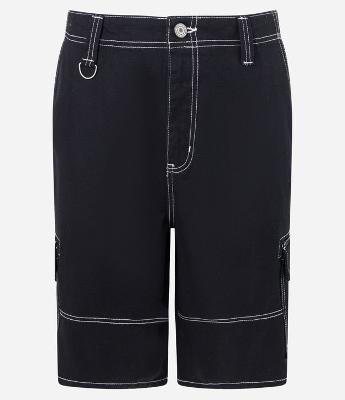 Bermuda Cargo Baggy em Sarja com Pesponto Contrastante