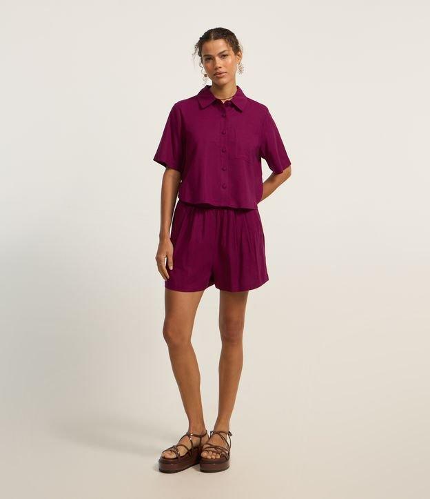 Short Runner em Viscose e Linho com Elástico no Cós e Bolsos - 3
