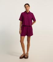 Short Runner em Viscose e Linho com Elástico no Cós e Bolsos - 3