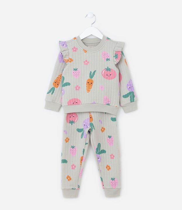 Conjunto Infantil em Matelasse com Estampa Legumes - Tam 1 a 5 Anos - 1
