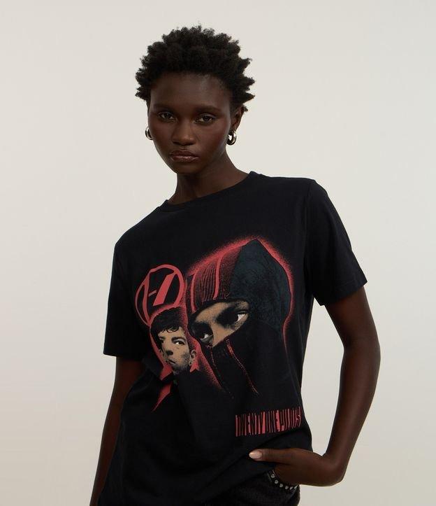 Camiseta T-shirt em Algodão com Estampa Twenty One Pilots - 1