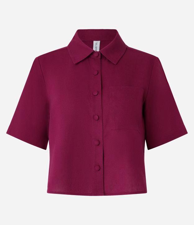 Camisa Curta em Viscose e Linho com Botões - 1