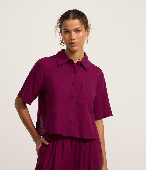 Camisa Curta em Viscose e Linho com Botões - 2