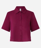 Camisa Curta em Viscose e Linho com Botões - 1